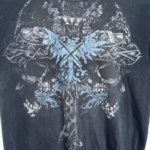 MMA Elite Shirt Grunge Y2K Short Sleeve Men's Size XL‎ Crucifix Skull Phenix